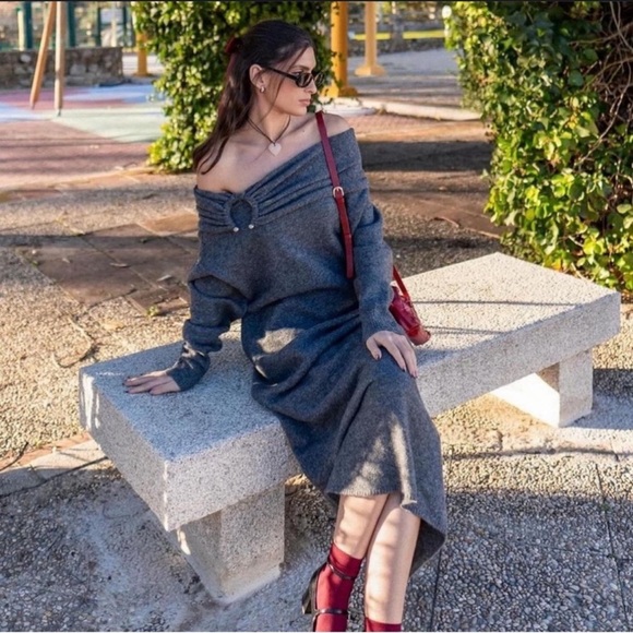 NWT ZARA DRAPED KNITWEAR DRESS - Picture 4 of 8